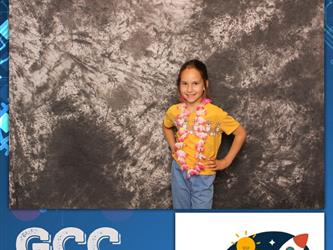 girl posing for photo booth 