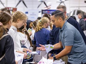 guests interacting at career fair