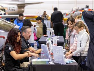 guests interacting at career fair