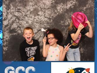 children posing for photo booth