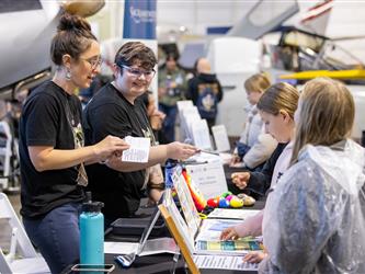 guests interacting at career fair