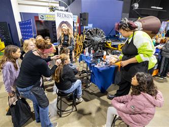 guests interacting at career fair