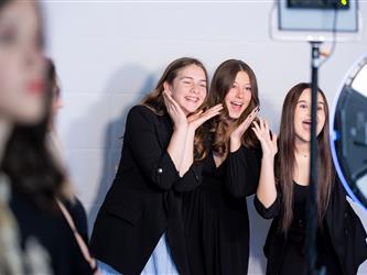 students posing together