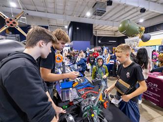 guests interacting at career fair