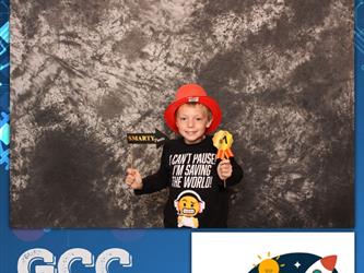 child posing for photo booth