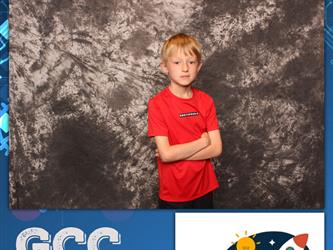 child posing for photo booth