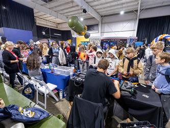 guests interacting at career fair
