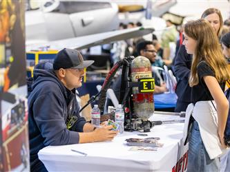 guests interacting at career fair