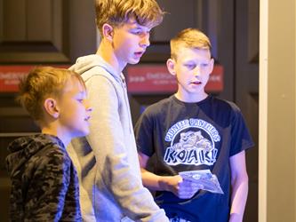 children interacting with exhibits 