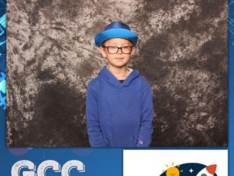 child posing for photo booth