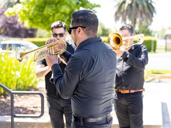 band members playing instruments