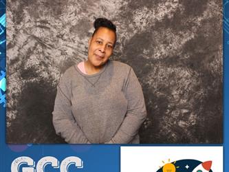 woman posing for photo booth 