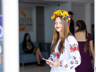 students dressed in cultural garb
