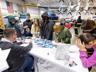guests interacting at career fair
