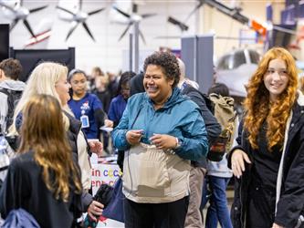 guests interacting at career fair