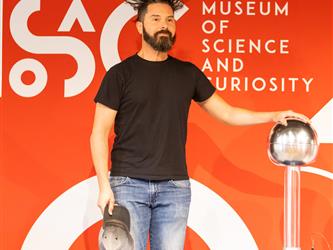 child playing with exhibit 