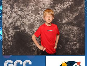 child posing for photo booth
