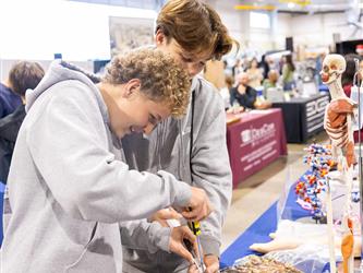 guests at career fair table