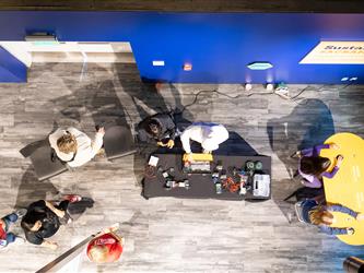 aerial shot of booth 