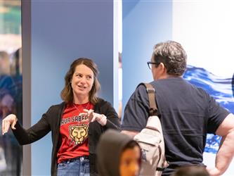 guests playing with interactive exhibit 