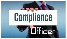 Man holding sign reading Compliance Officer